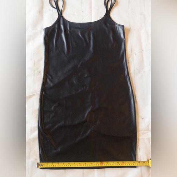 Sarah Pacini Black Knee-Length Dress Faux Leather Tunic made in Italy! - Picture 11 of 12